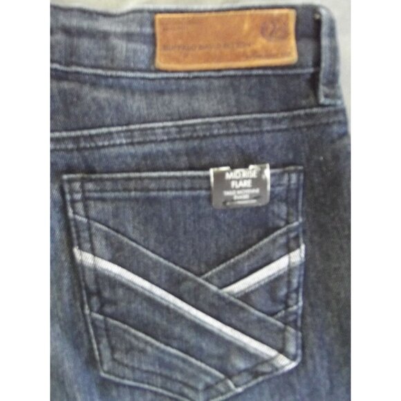 Buffalo David Bitton Gallia 27/4 x 33" Mid Rise Stretch Flare Jeans Night Vtg - Picture 5 of 9